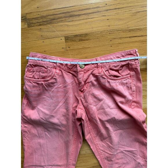 Express Stella Ankle Low Rise Jeans Pink Coral Peach Size 2 Faded - Picture 8 of 11